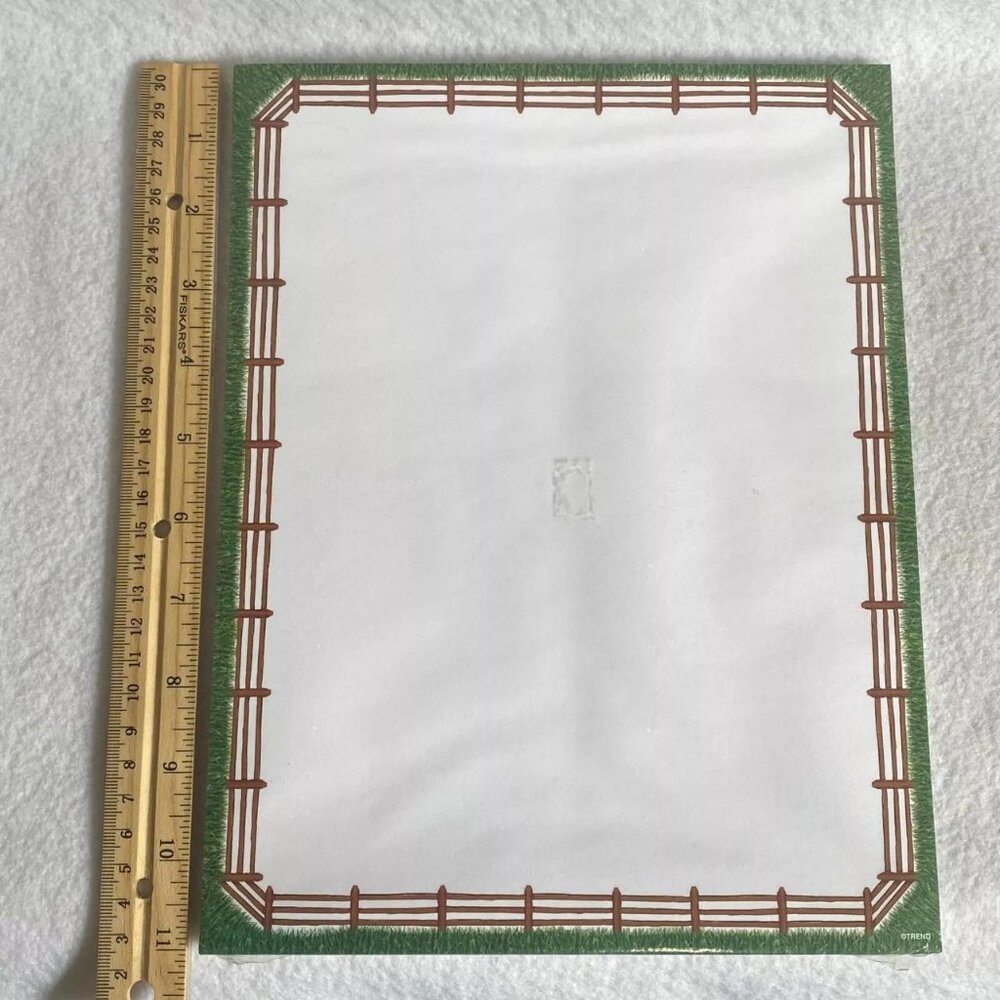 TREND Craft Paper Brown Fence Green Grass Border 50 sheets Acid Free 8.5x11in